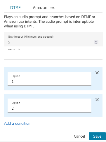 La section DTMF de la page des propriétés.