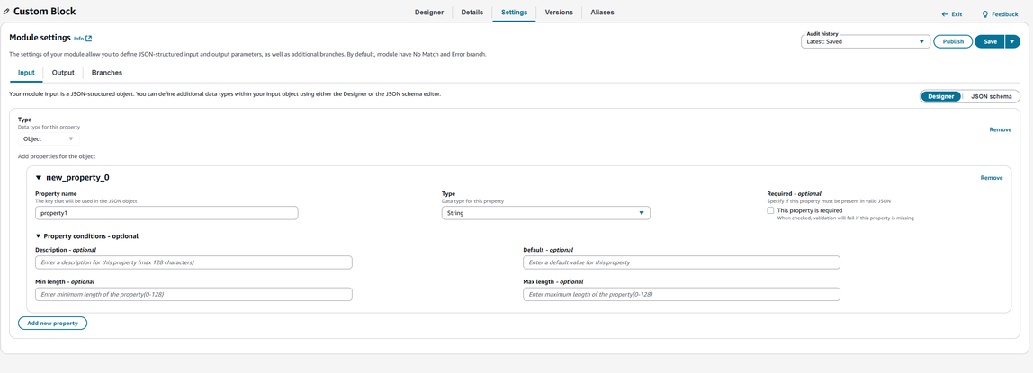 Mode Designer pour la configuration personnalisée du module de blocs.