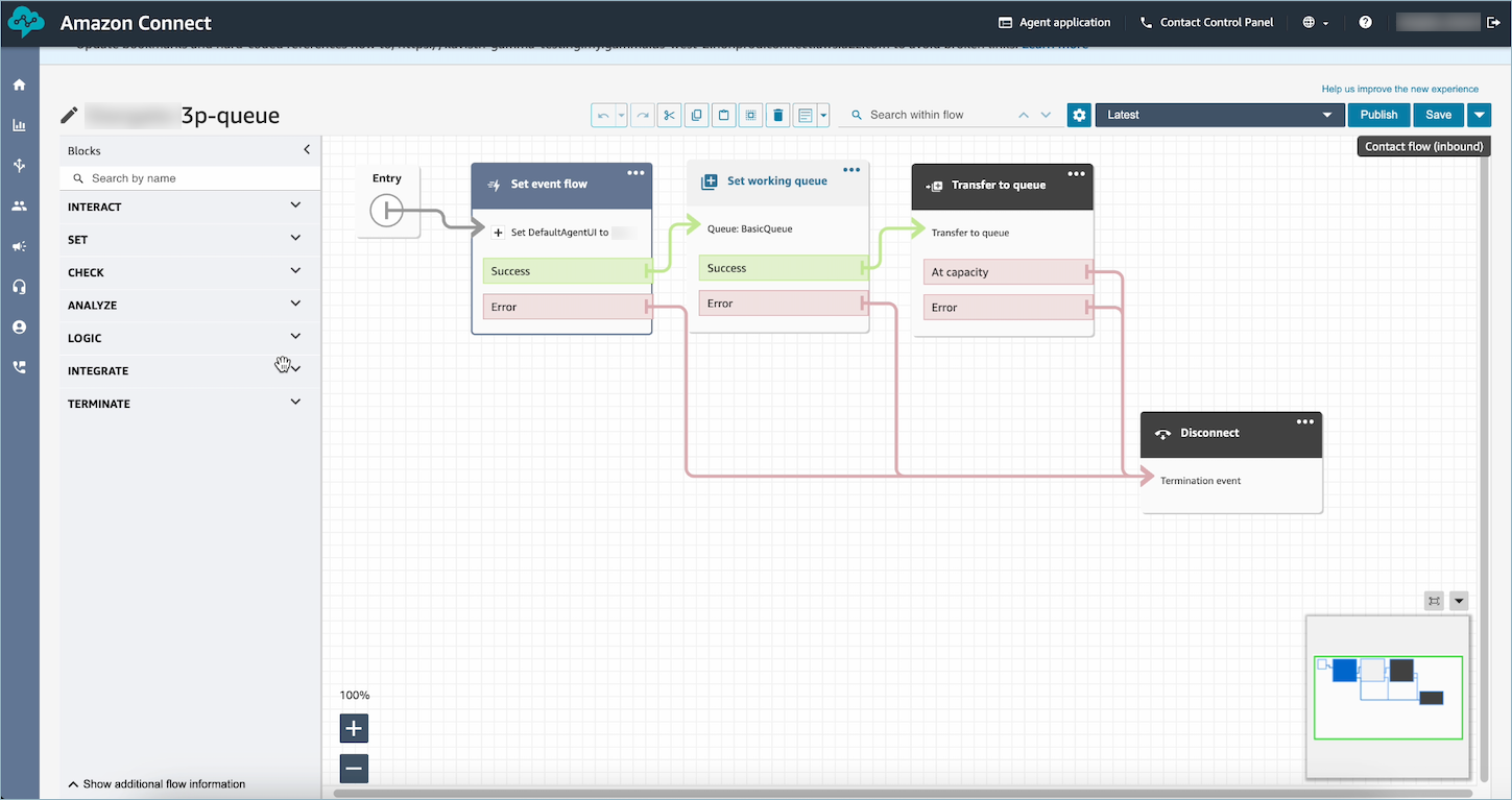 Un bloc de flux d'événements Set configuré pour le hook d'événements de l' DefaultAgentinterface utilisateur.