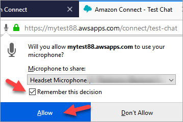 Le navigateur vous invite à autoriser votre instance à accéder à votre microphone.