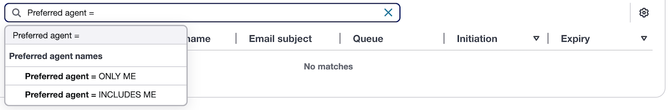 Filtrez les options pour les agents avec « M'attribuer » comme autorisation de contact.
