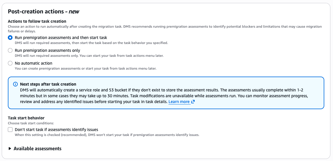 Création d’une tâche de migration