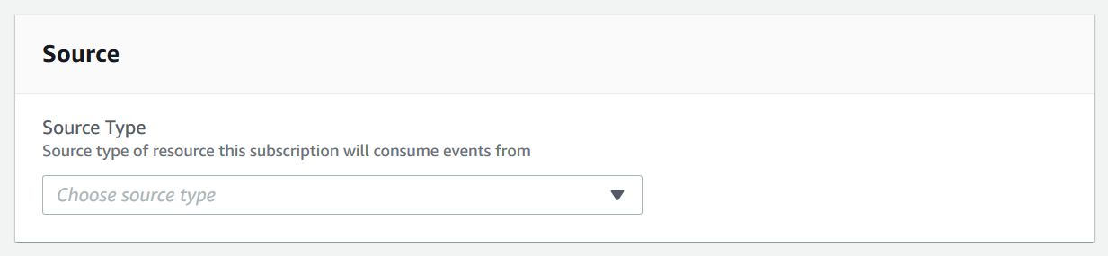 La section Source permet de sélectionner le type de source dont vous souhaitez recevoir les notifications d'événements.