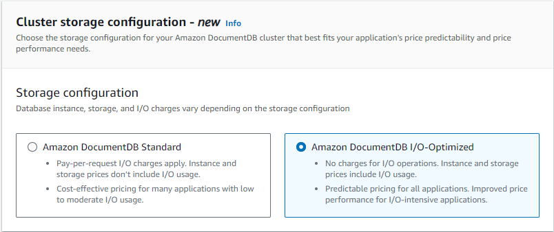 Image : capture d'écran de console des options de configuration du stockage en cluster.