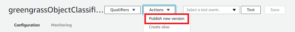 Option Publier une nouvelle version dans le menu Actions.