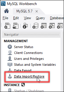 Option d'exportation de données MySQL Workbench