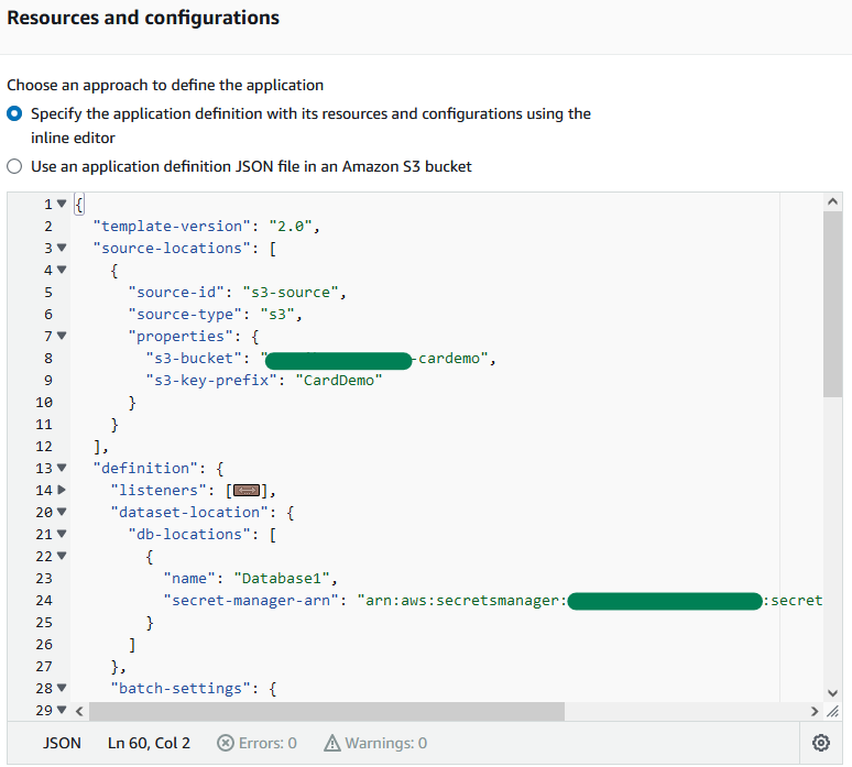 Définition de l'application JSON.