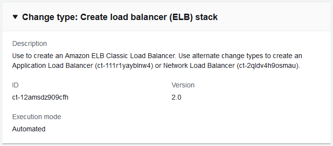 Modification type details for creating an Amazon ELB Classic Load Balancer stack.