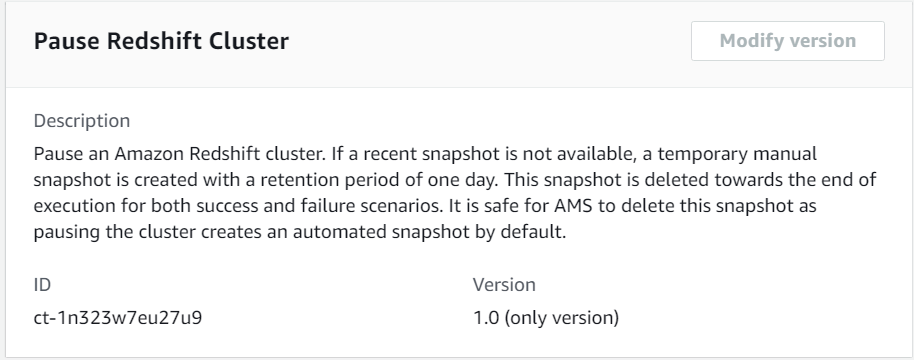Description of pausing an Amazon Redshiftcluster and its snapshot behavior.