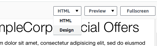 Passez du mode HTML au mode Création pour votre message.