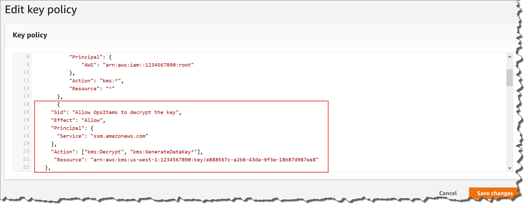 Modification de la politique d' AWS KMS accès d'une rubrique Amazon SNS.