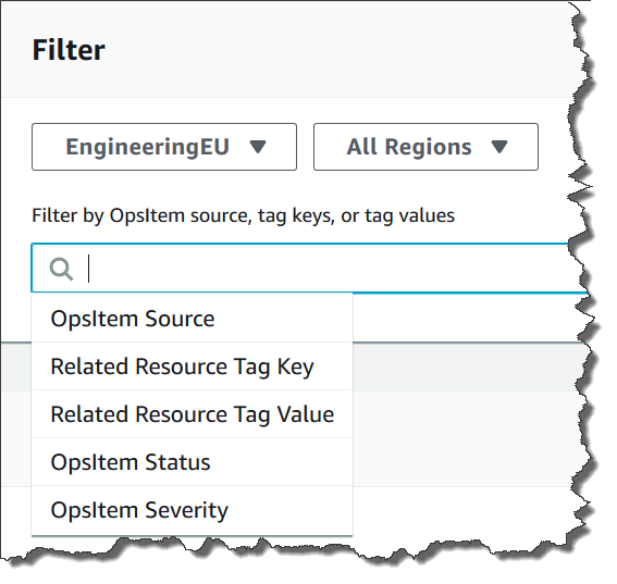 Utilisation des filtres de la barre de recherche dans Systems Manager Explorer