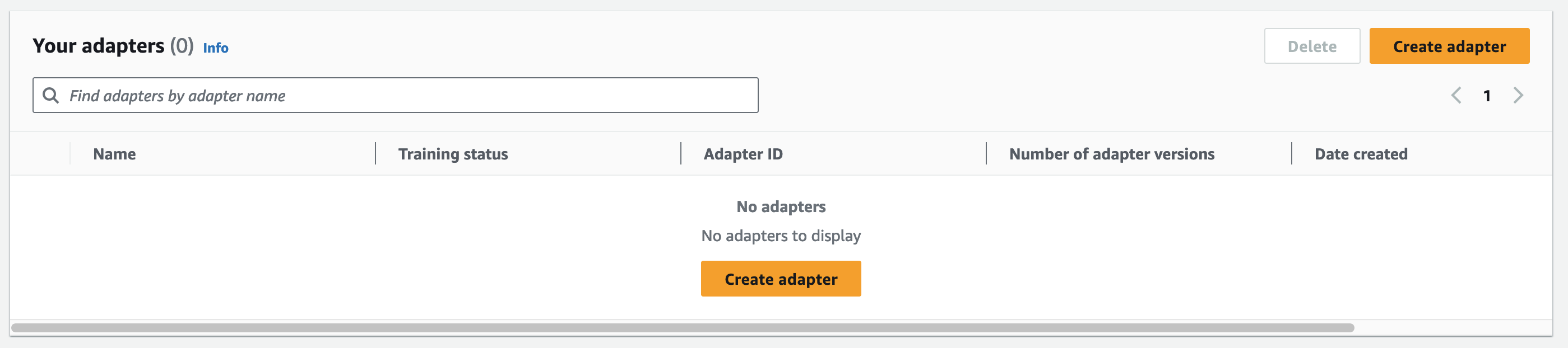 Votre liste d'adaptateurs est vide avec un message « Aucun adaptateur » et un bouton « Créer un adaptateur ».