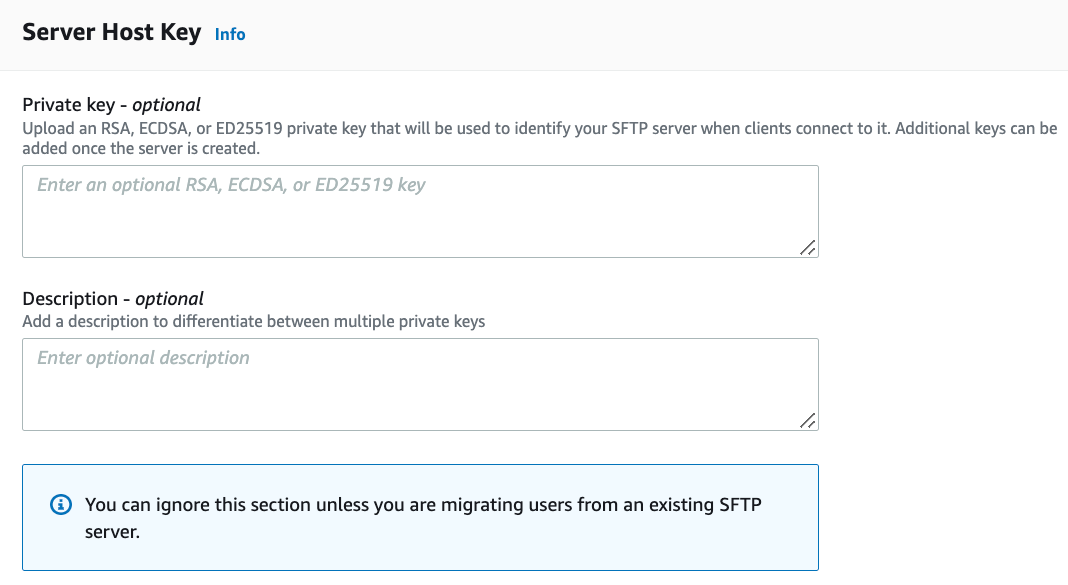 La section console Server Host Key.