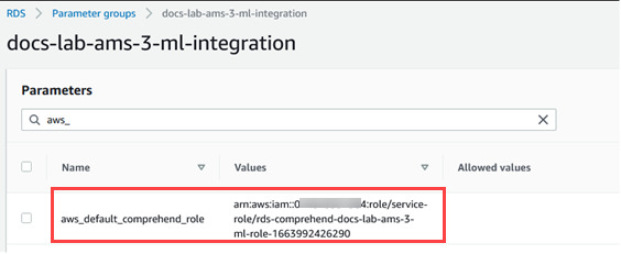 Menambahkan ARN IAM peran ke grup parameter cluster DB kustom SQL Aurora My.