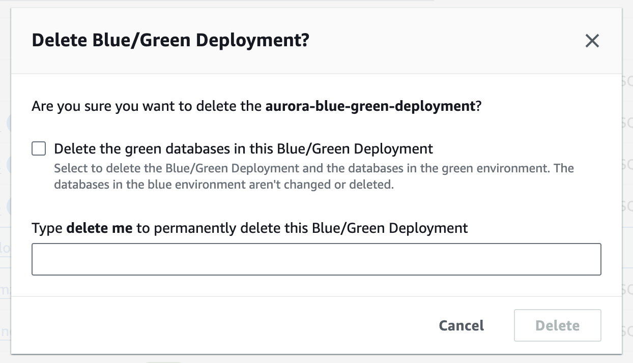 Menghapus deployment blue/green