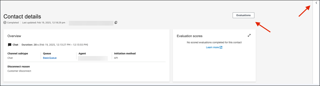 Tombol Evaluasi, dan ikon untuk memperluas panel evaluasi.