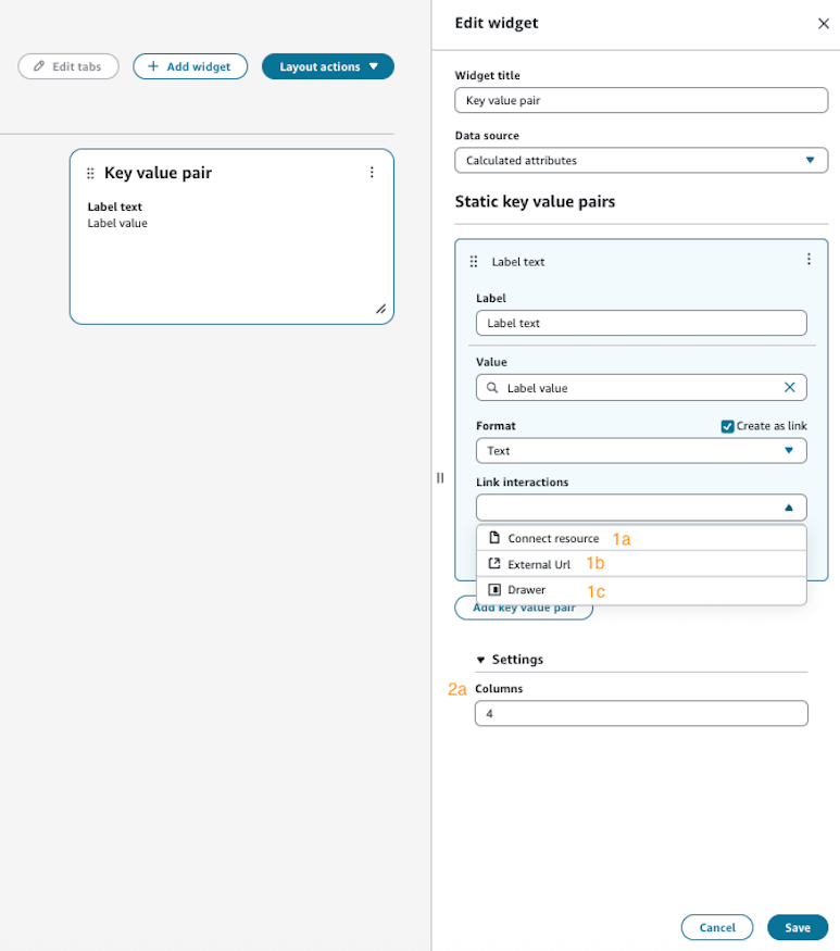 Contoh pengeditan widget pasangan nilai kunci khusus.