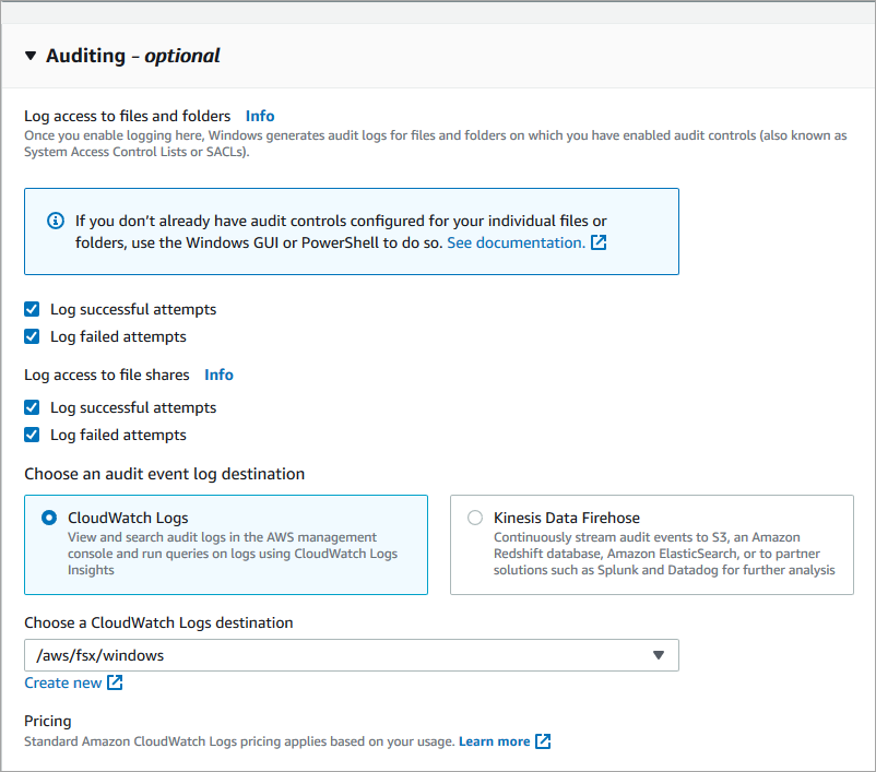 Contoh konfigurasi audit akses file untuk sistem file.