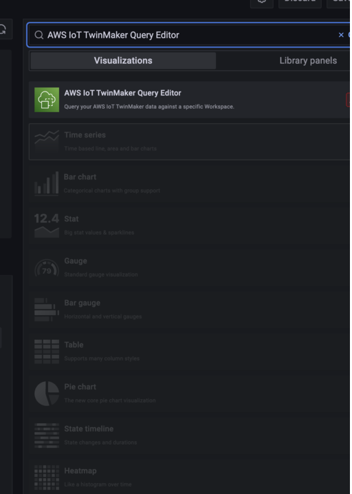 Daftar dropdown di AWS IoT TwinMaker dasbor berisi opsi untuk Editor AWS IoT TwinMaker Kueri.