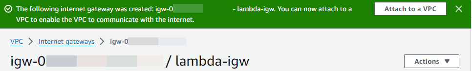 Lampirkan gateway internet ke VPC