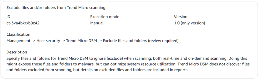Trend Micro DSM configuration panel for excluding files and folders from scanning.