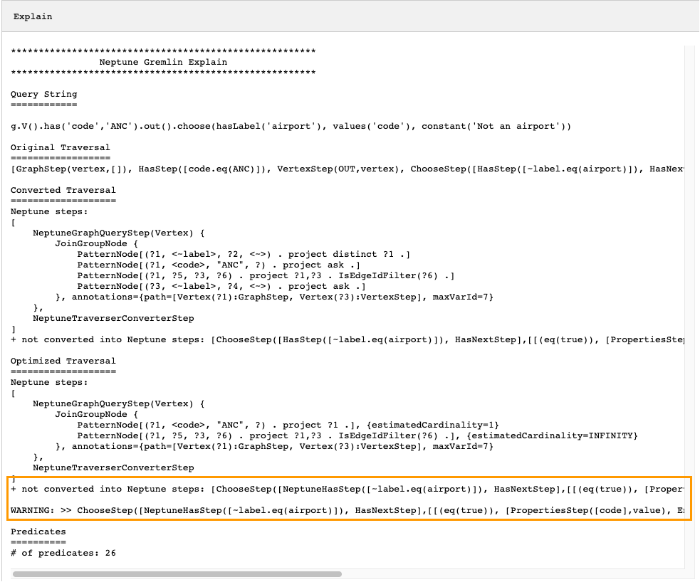 Output API explain di mana tidak semua langkah dapat dikonversi.