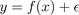 Mathematical equation showing y equals f of x plus epsilon.