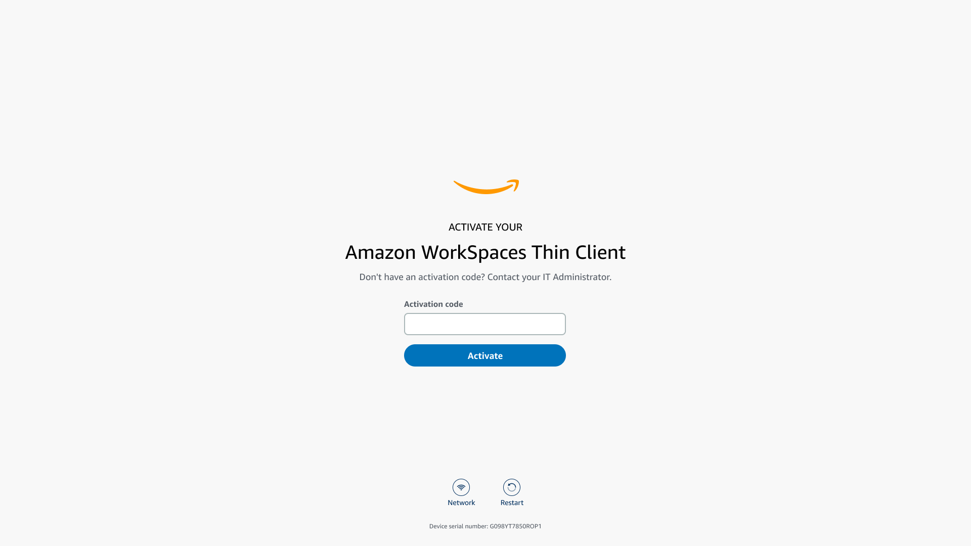 WorkSpaces Kode aktivasi Klien Tipis