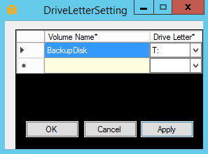DriveLetterSetting dialog box.
