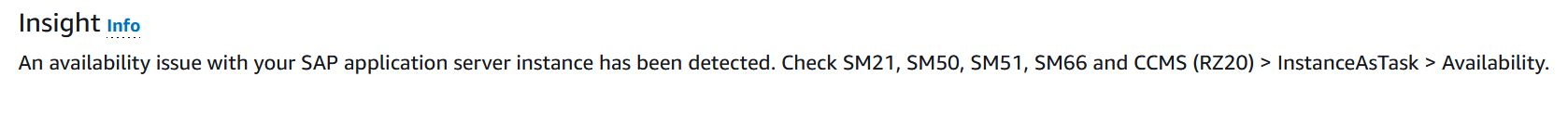 Problem insight for CloudWatch Application Insights with additional information about the cause of the error.