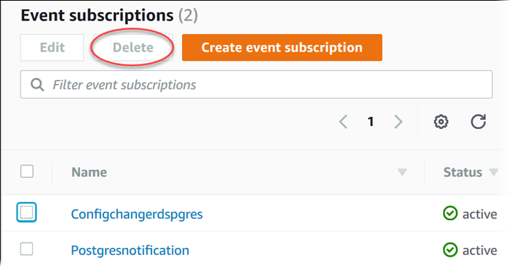 Delete an event notification subscription