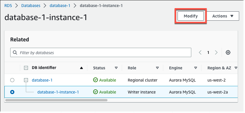 Modify DB instance
