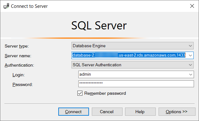 Connect to Server dialog