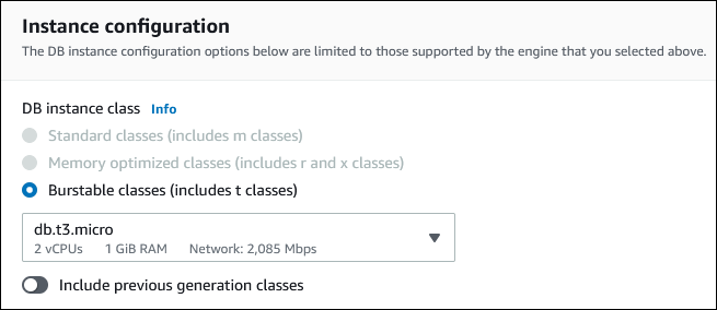 Instance configuration section