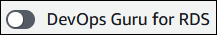 Choose the switch to turn on DevOps Guru for RDS