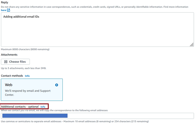 Additional contacts - option section example