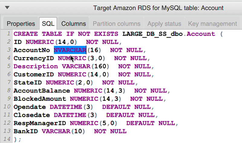Refresh the schema from the target DB instance