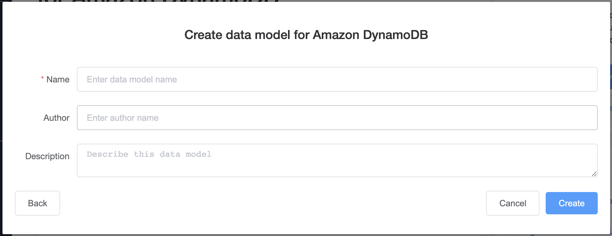 Console screenshot showing create model from scratch
