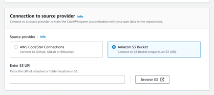 The Amazon S3 bucket radio button.