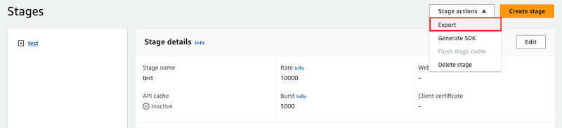 Export REST API using the API Gateway console
