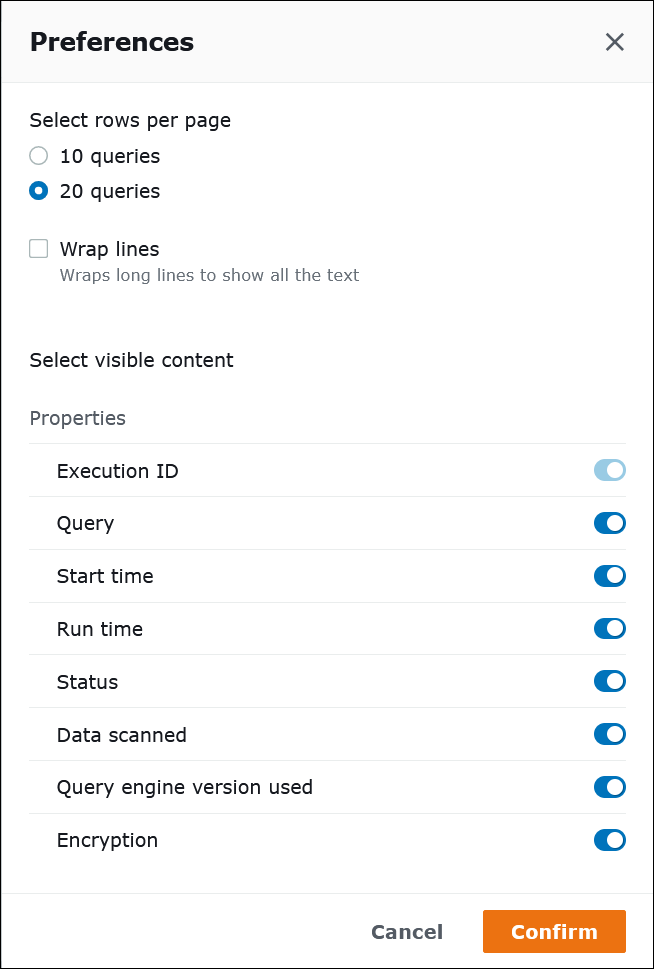 Configuring the display of recent queries.