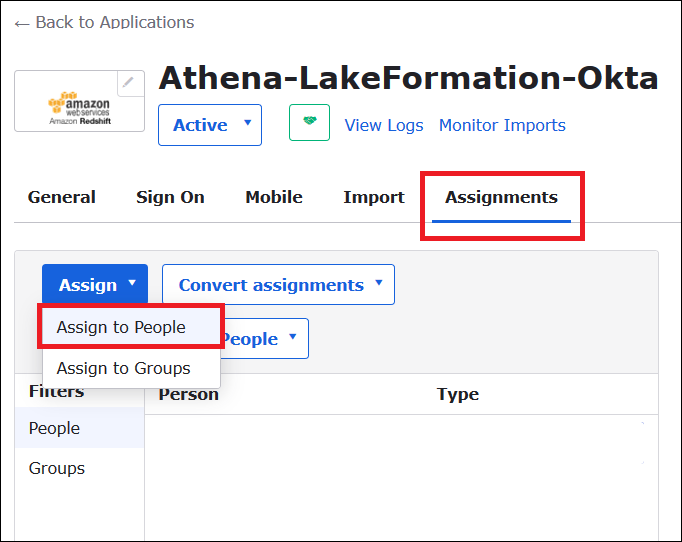 Choose Assign, Assign to People.