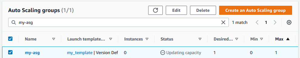 Updating the capacity of an Auto Scaling group.