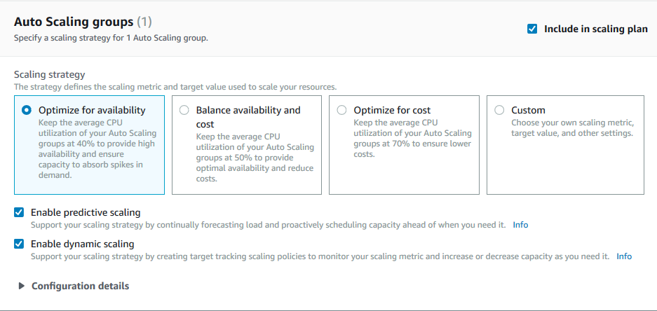 Overview of scaling strategies for Auto Scaling group.