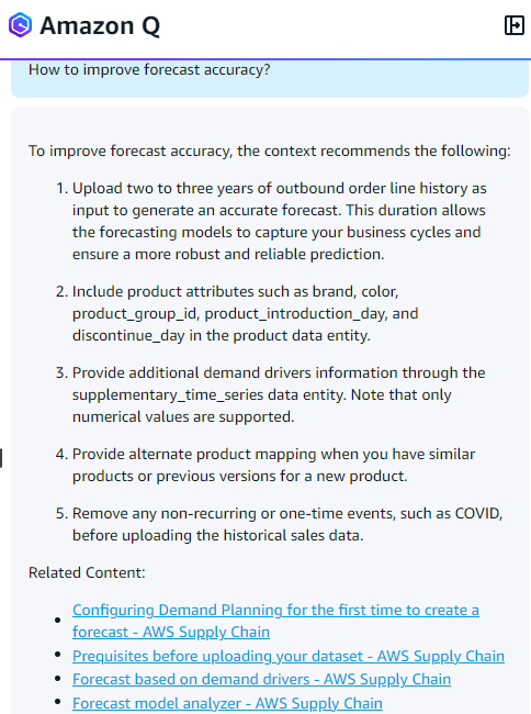Sample answer to improve forecast accuracy