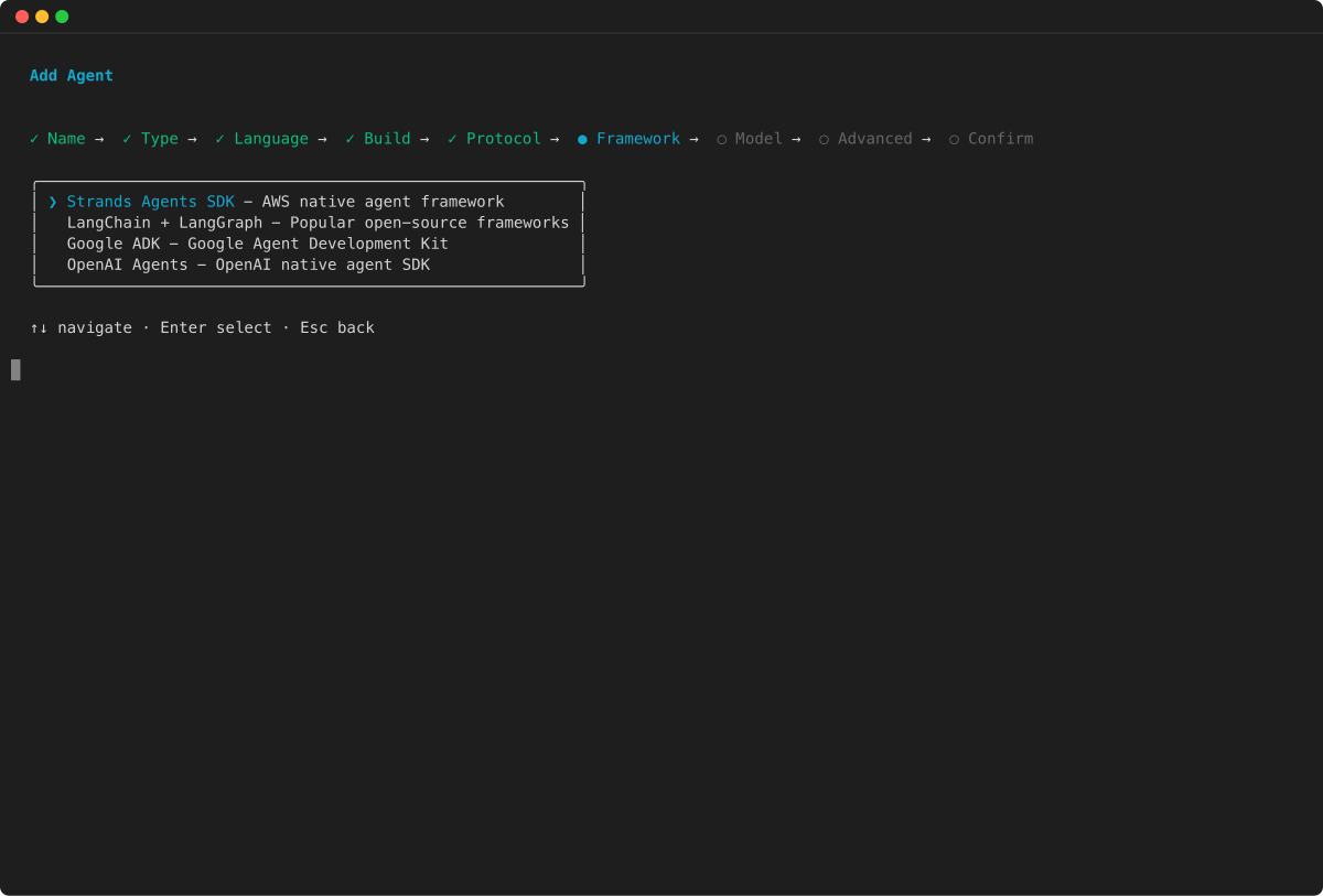Create wizard: select framework