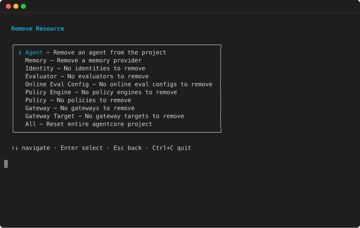 Remove resource type selection