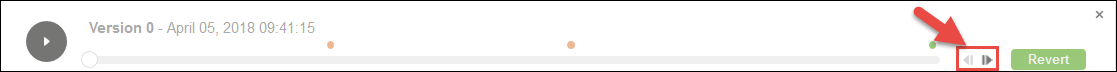 Moving forward and backward through file versions in the File Revision History pane