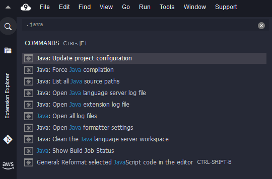 Listing available Java commands